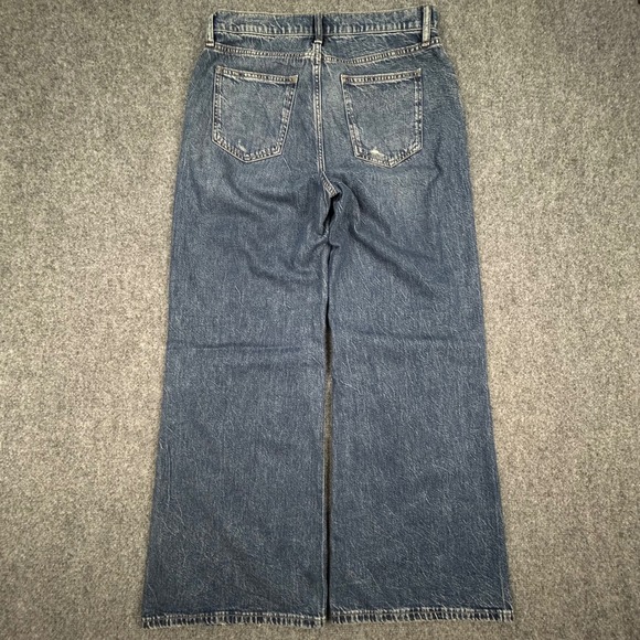 Arizona Jean Co Jeans Womens Sz 8 Low Rise Baggy Wide Leg Distressed Denim Pants - Picture 3 of 11